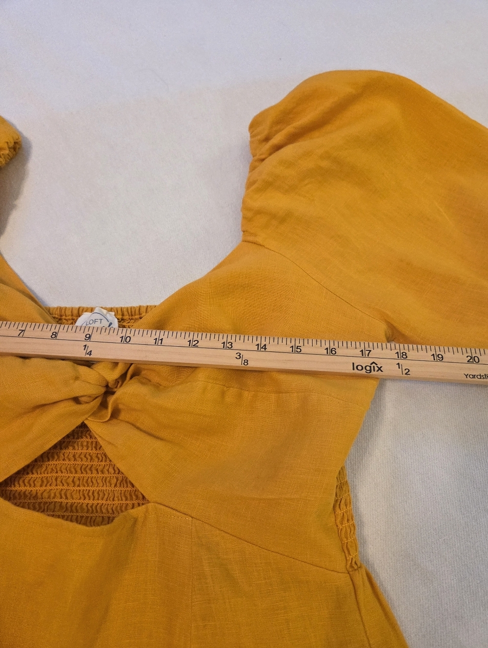 LOFT Beach Rusty Orange 100% Linen Cut Out Puff Sleeve Mini Pocket Dress SZ‎ M - Picture 10 of 14